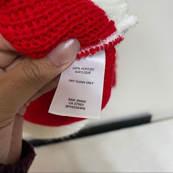 BP Red and White Striped Sweater Oversize XS Women Brushed Pullover - Picture 4 of 7